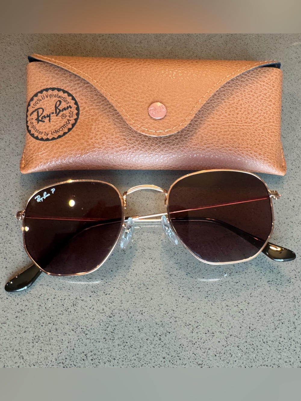 Ray-Ban Copper Frame Sunglasses with Brown/pink Lenses